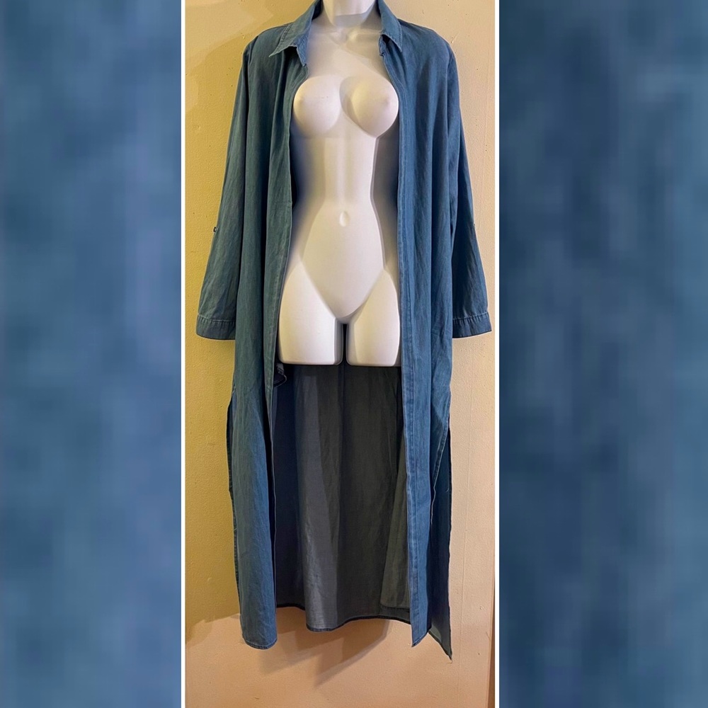 Open Front Maxi Denim Cardigan - Picture 15 of 16